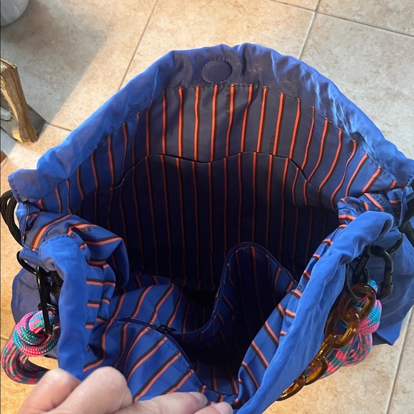 Blue Tote Bag with Colorful Handles - Picture 3 of 4